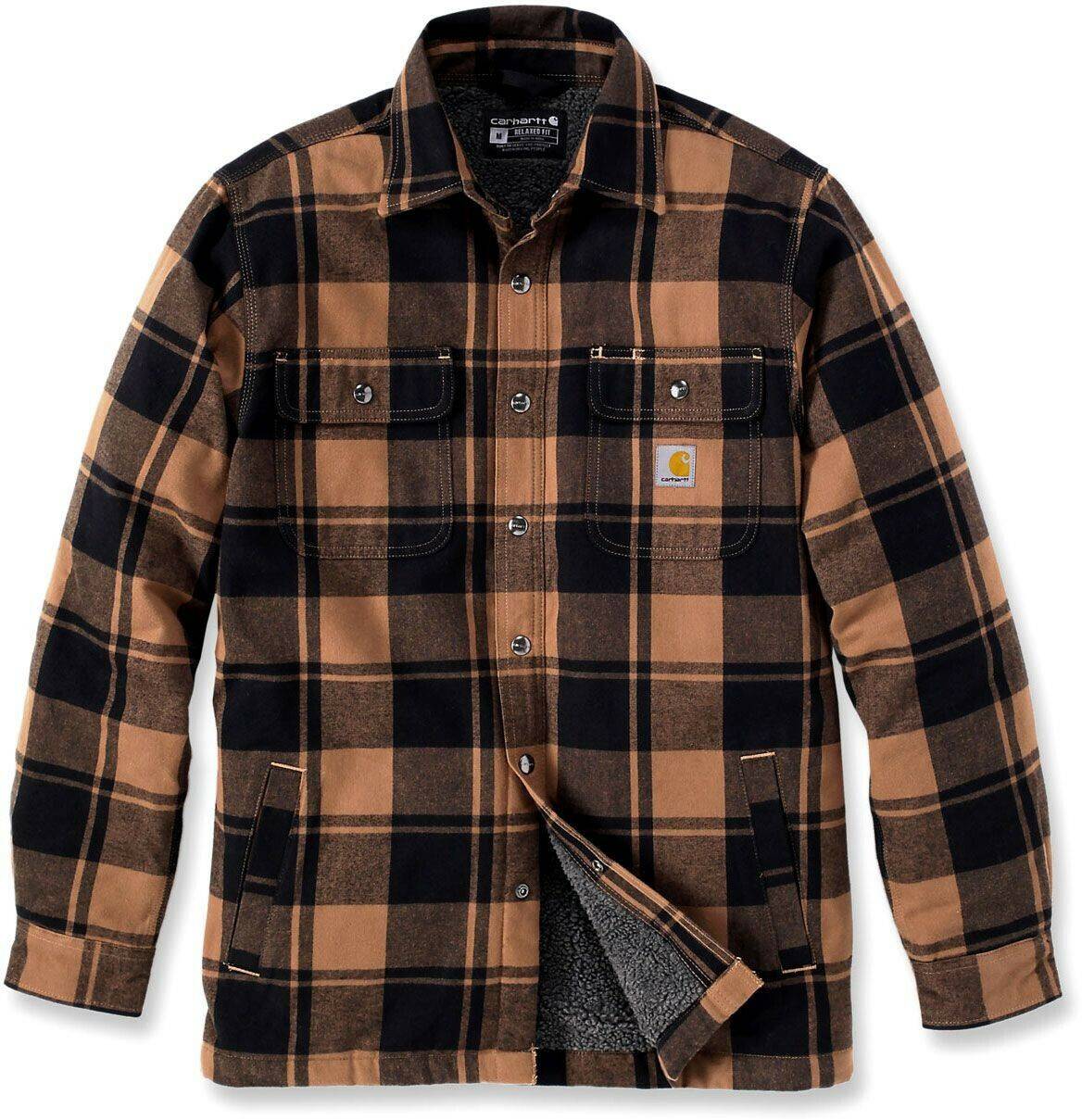 Carhartt Jacke Flannel Sherpained Shirt Jacbrown Abbigliamento da lavoro