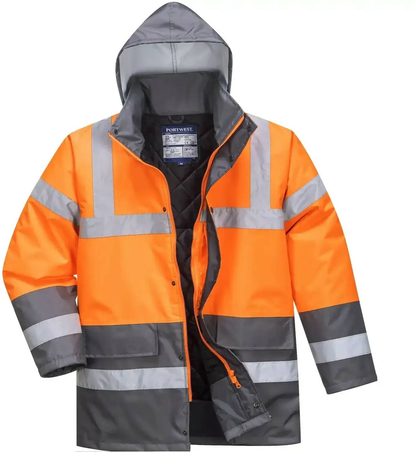 Abbigliamento da lavoro Portwest Warning protection Winterjacket S467 Traffic orange/grey